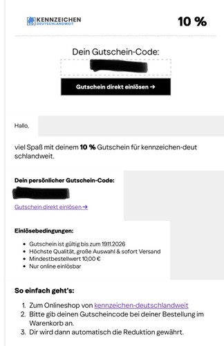 Gutschein gutscheincode - 10%,