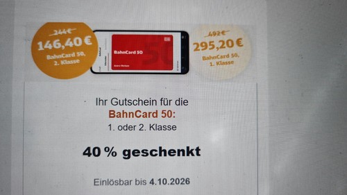 Bc50 bahncard gutschein - bahncard,